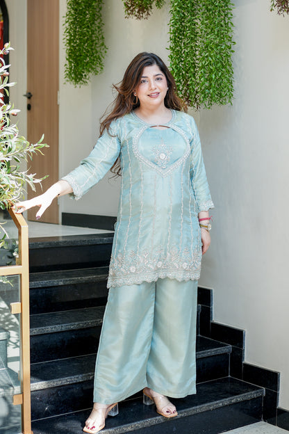 Aiza Embroidered Three Piece Set