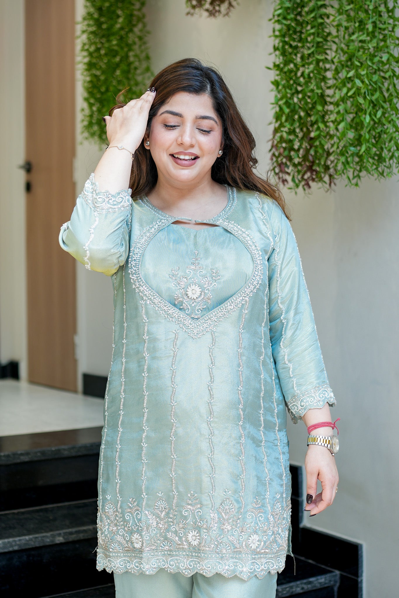 Aiza Embroidered Three Piece Set