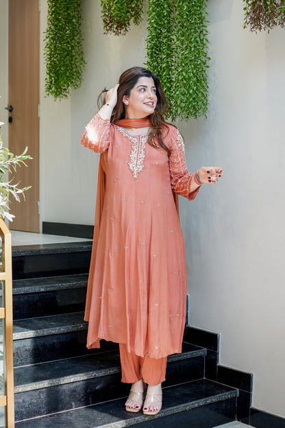 Hoor Embroidered Anarkali Suit Set