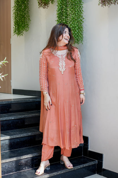 Hoor Embroidered Anarkali Suit Set