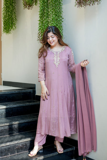 Hoor Embroidered Anarkali Suit Set