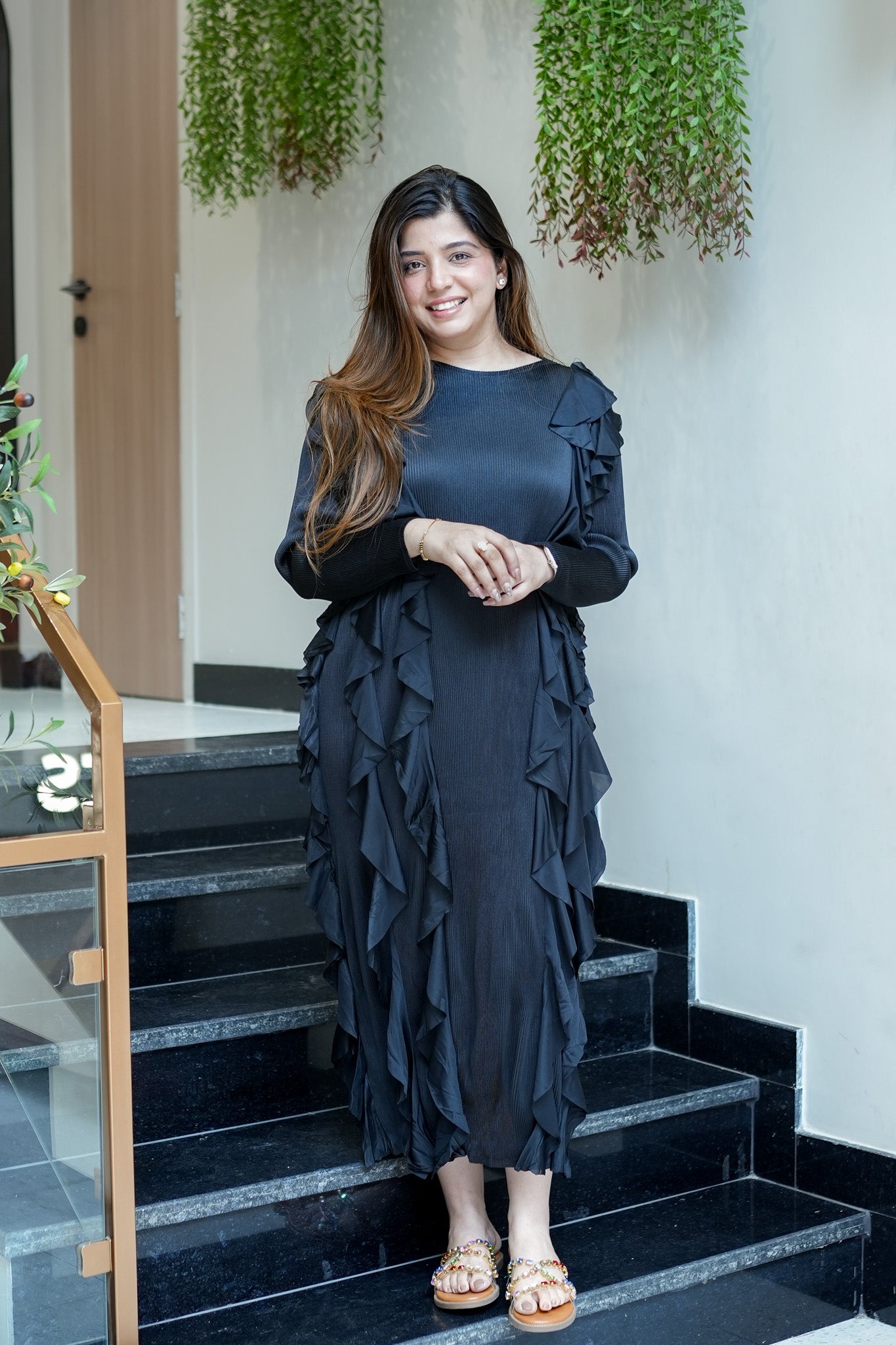 Cleo Pleated Frill Dress