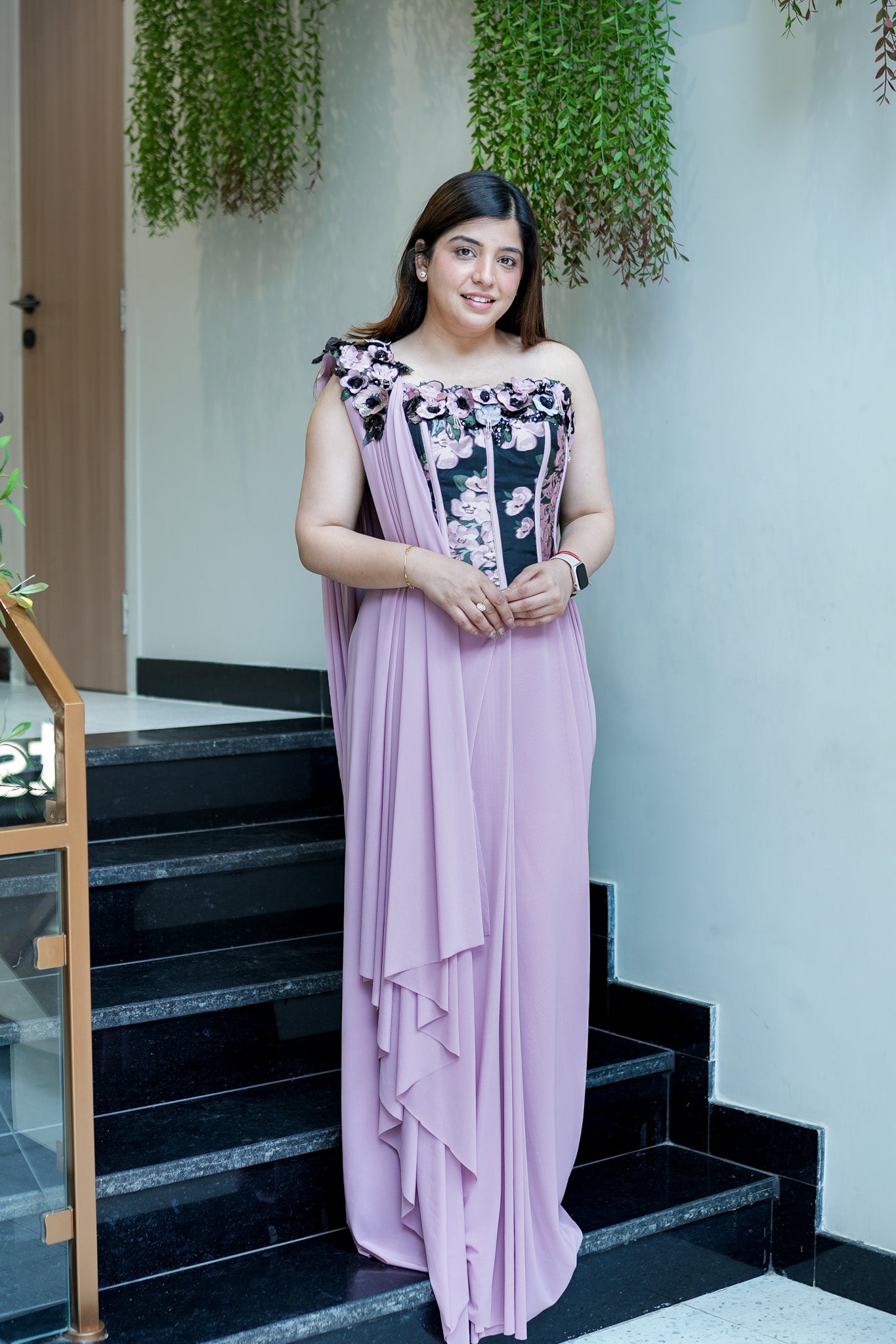 Tira Pink Drape Saree With Corset