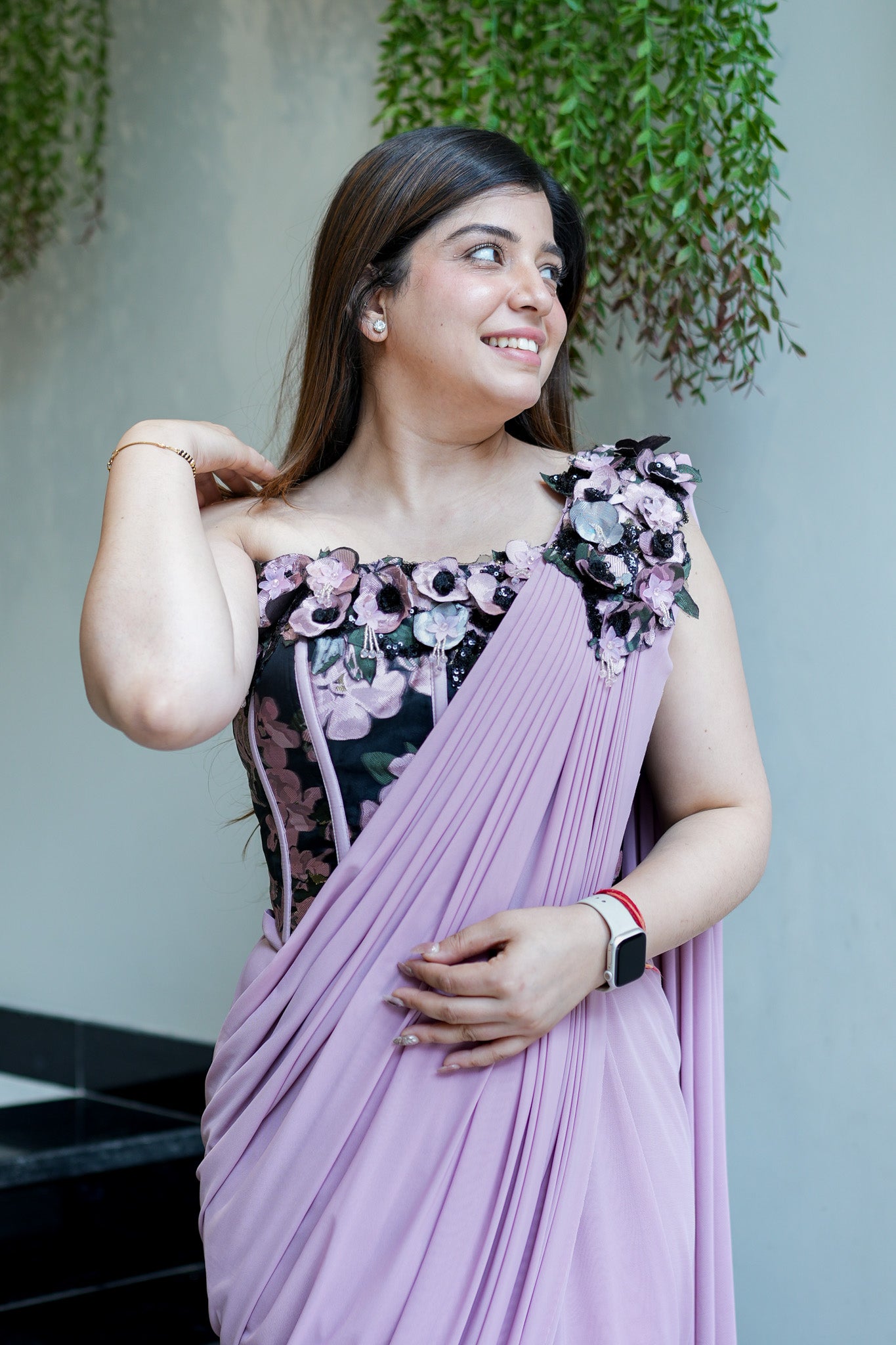 Tira Pink Drape Saree With Corset