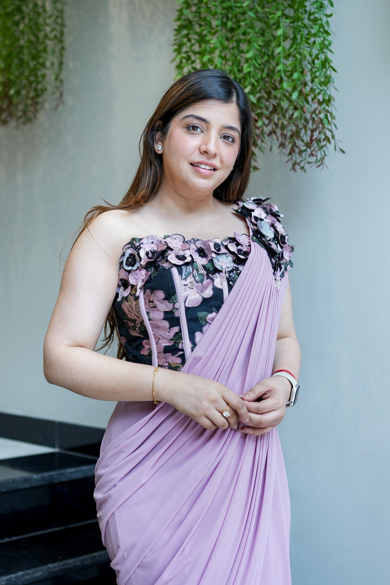 Tira Pink Drape Saree With Corset