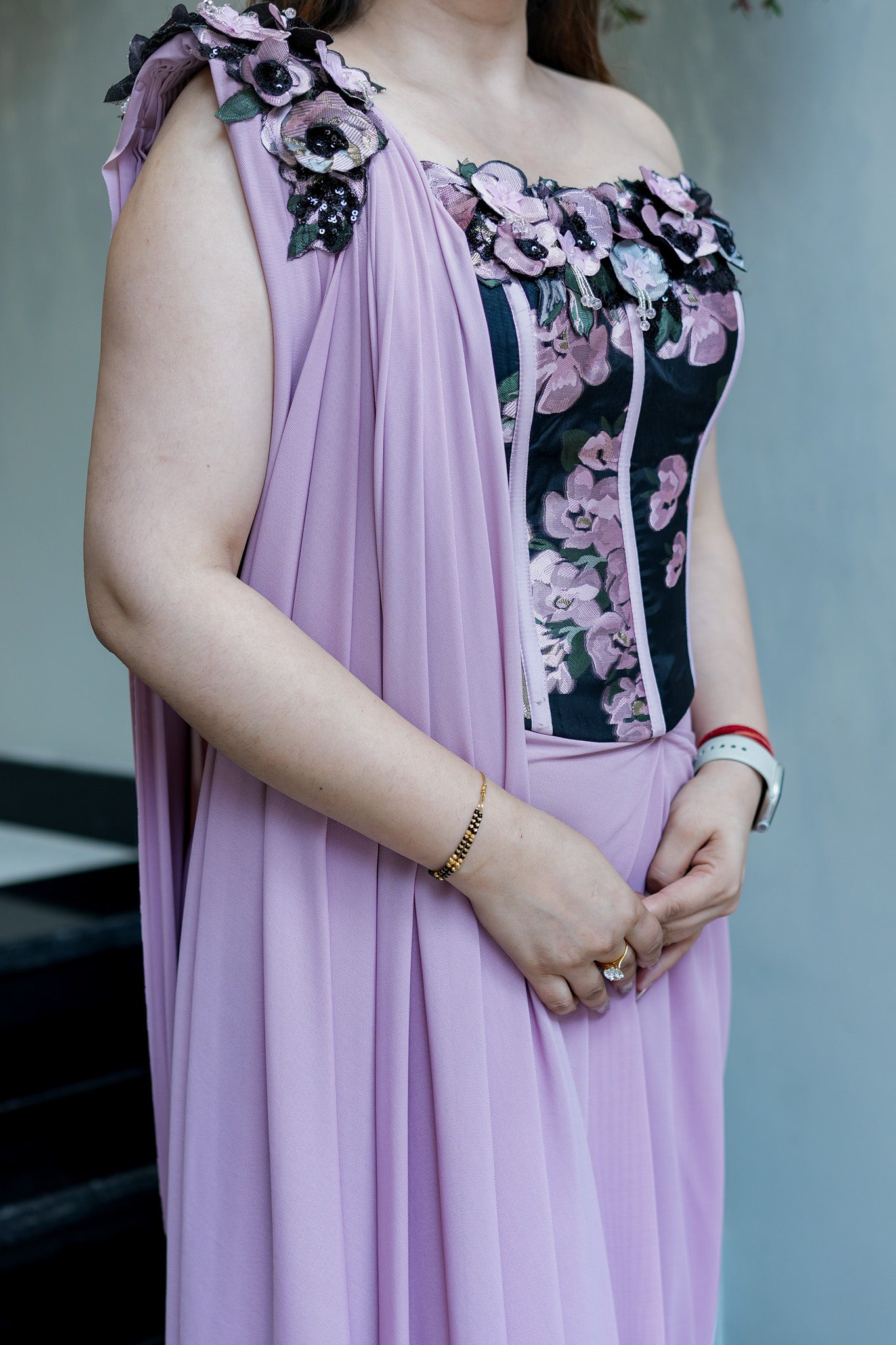 Tira Pink Drape Saree With Corset