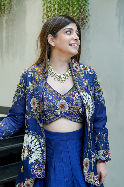 Kaveri Hand Embroidered Cape Set