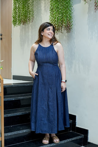 Mila Halter Denim Dress