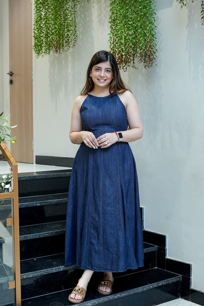 Mila Halter Denim Dress