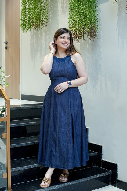 Mila Halter Denim Dress