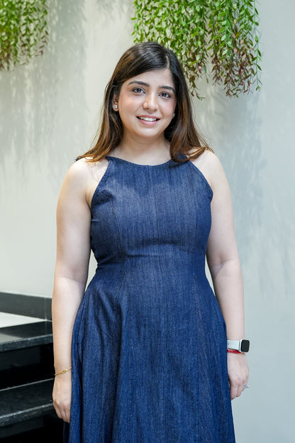Mila Halter Denim Dress