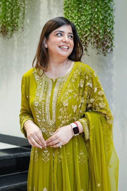 Reva Hand Embroidered Anarkali Set