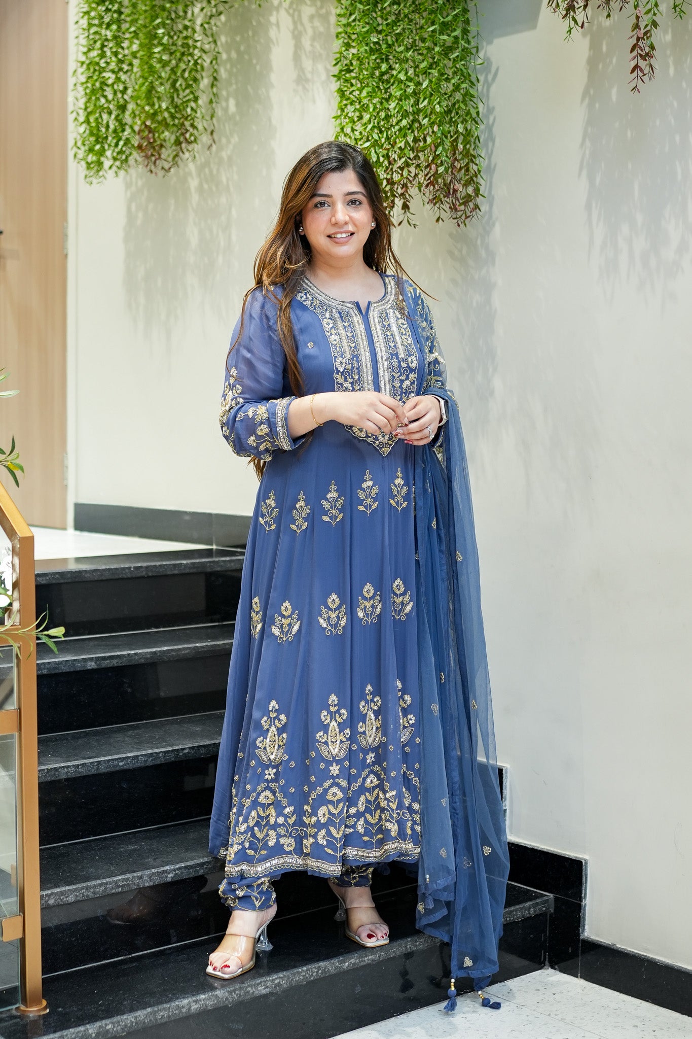 Reva Hand Embroidered Anarkali Set