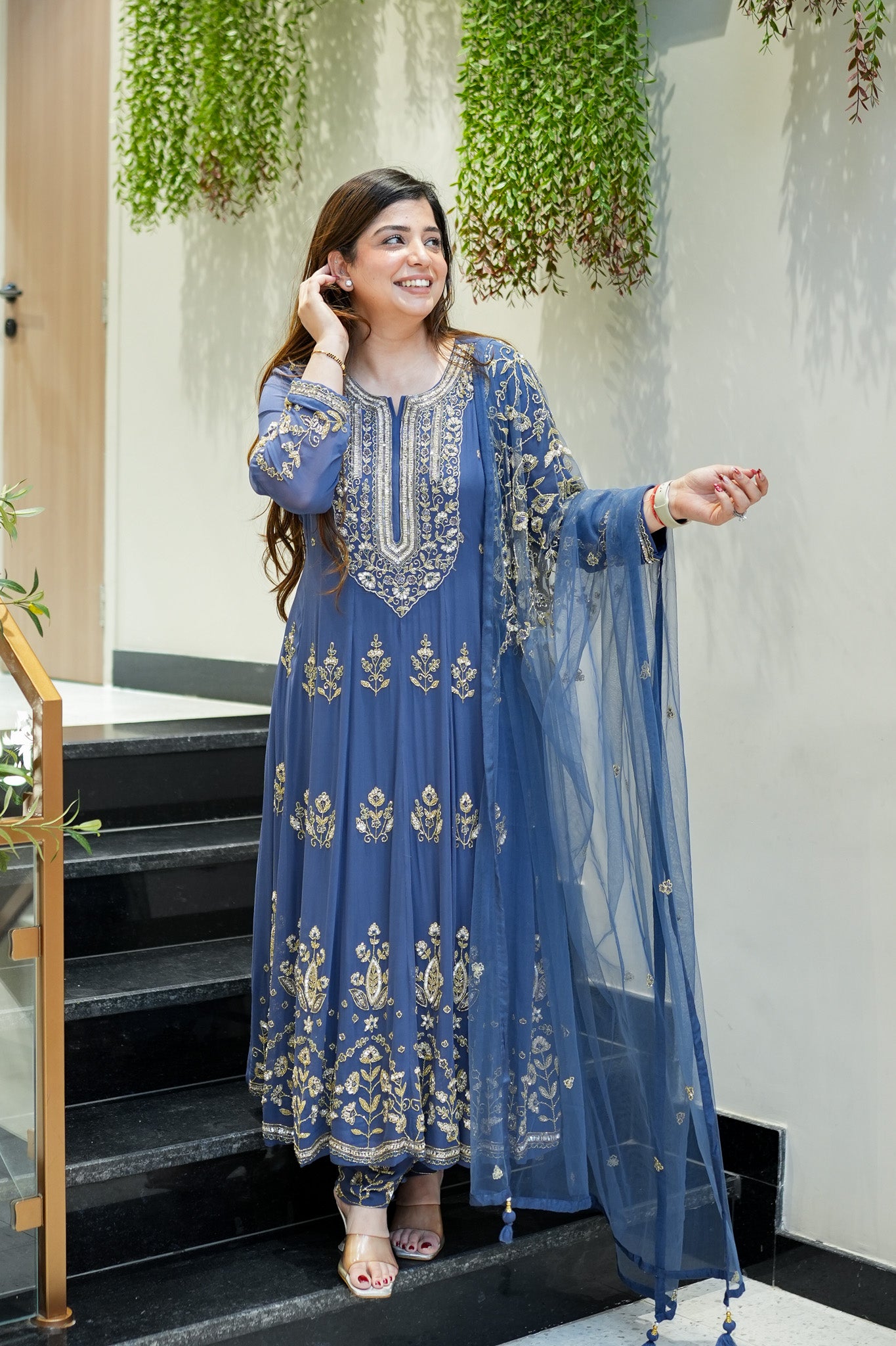 Reva Hand Embroidered Anarkali Set