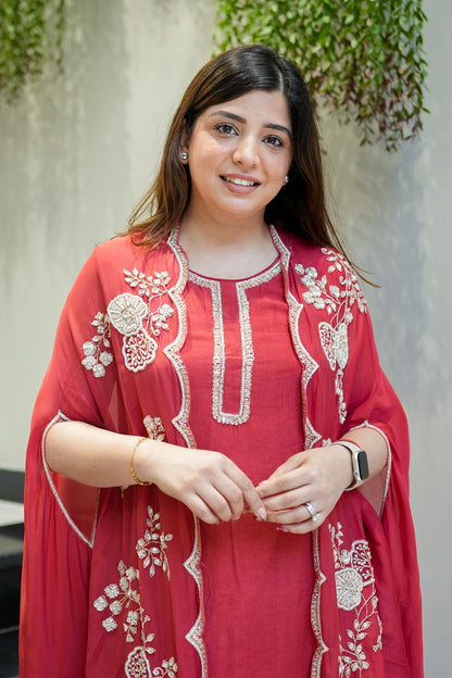 Orna Hand Embroidered Cape Set