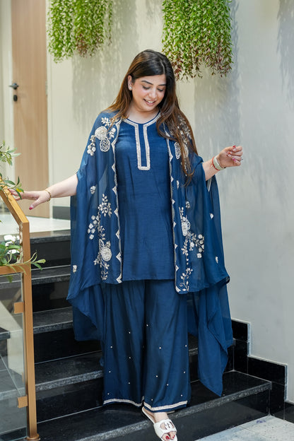 Orna Hand Embroidered Cape Set