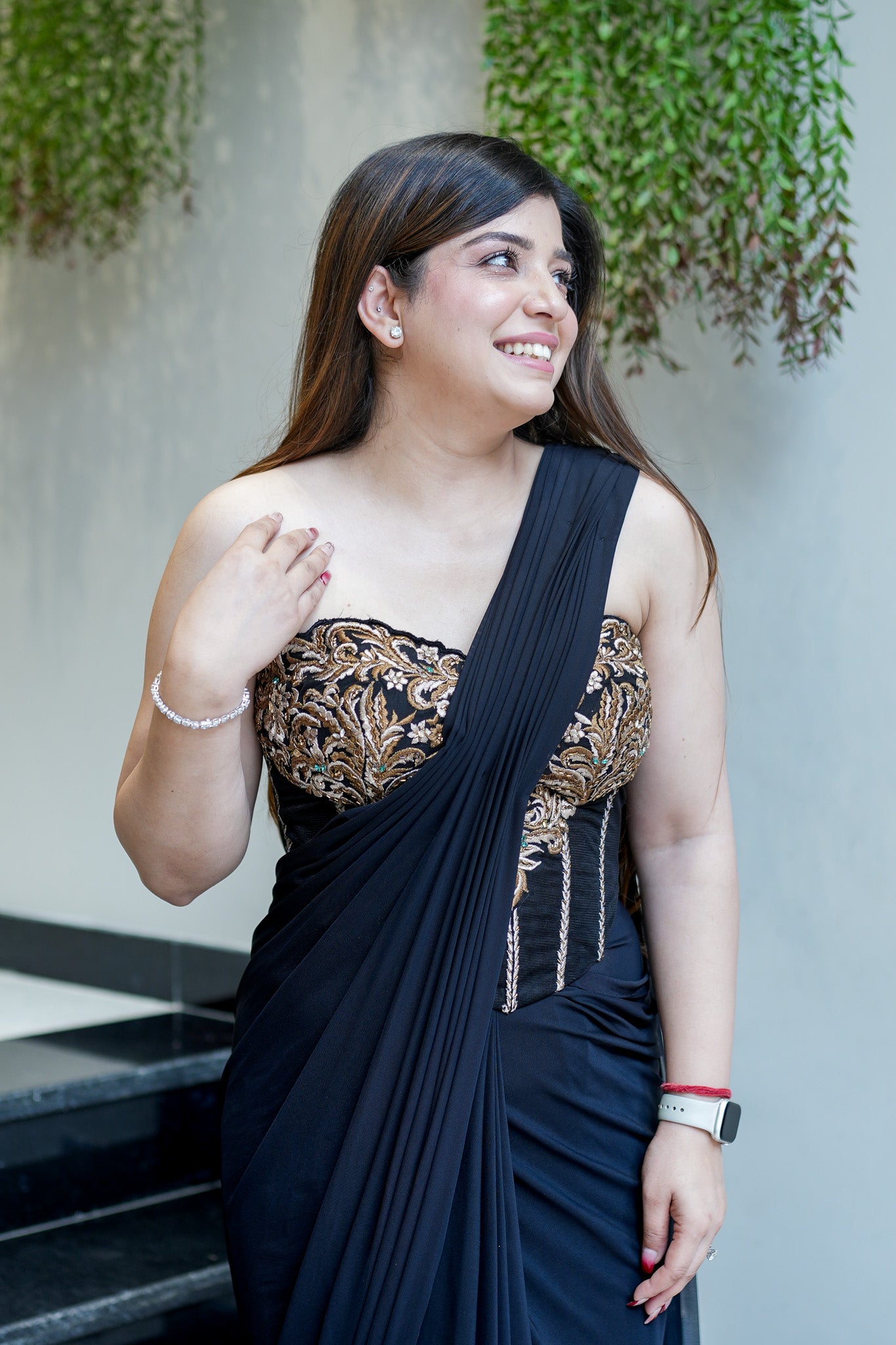 Verahi Black Corset Drape Saree