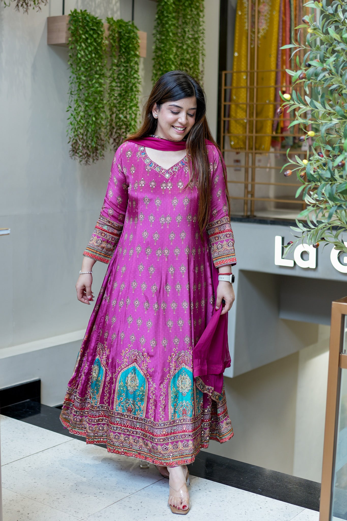 Ryna Digital Print Anarkali Suit Set