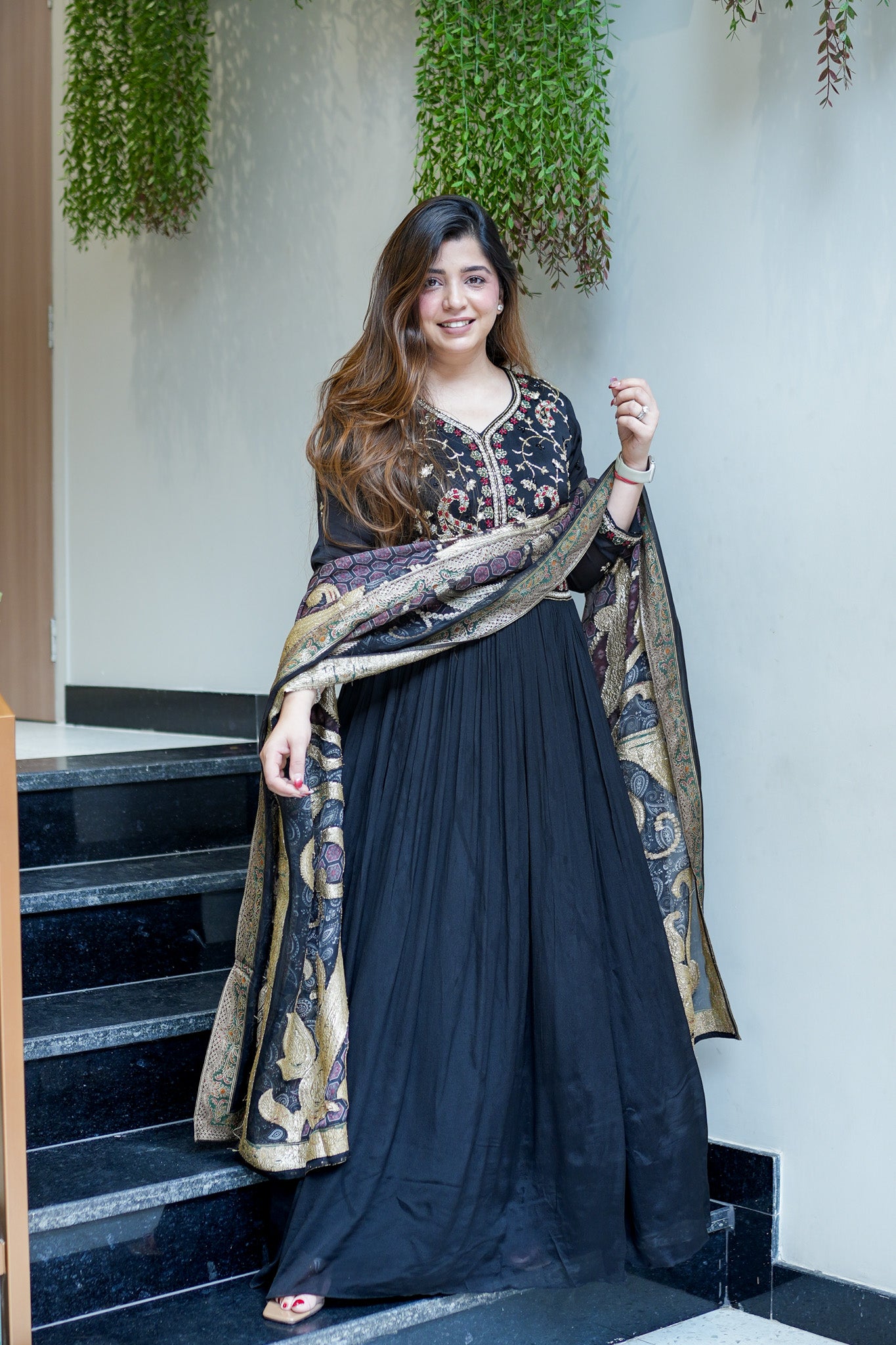 Veda Hand Embroidered Anarkali with Dupatta