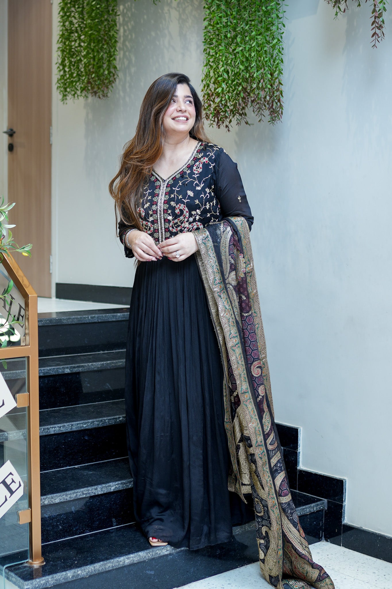 Veda Hand Embroidered Anarkali with Dupatta