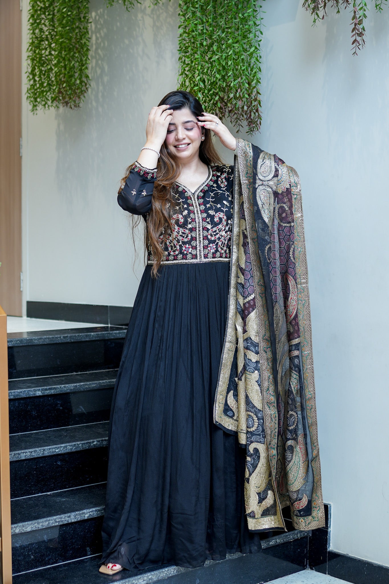 Veda Hand Embroidered Anarkali with Dupatta