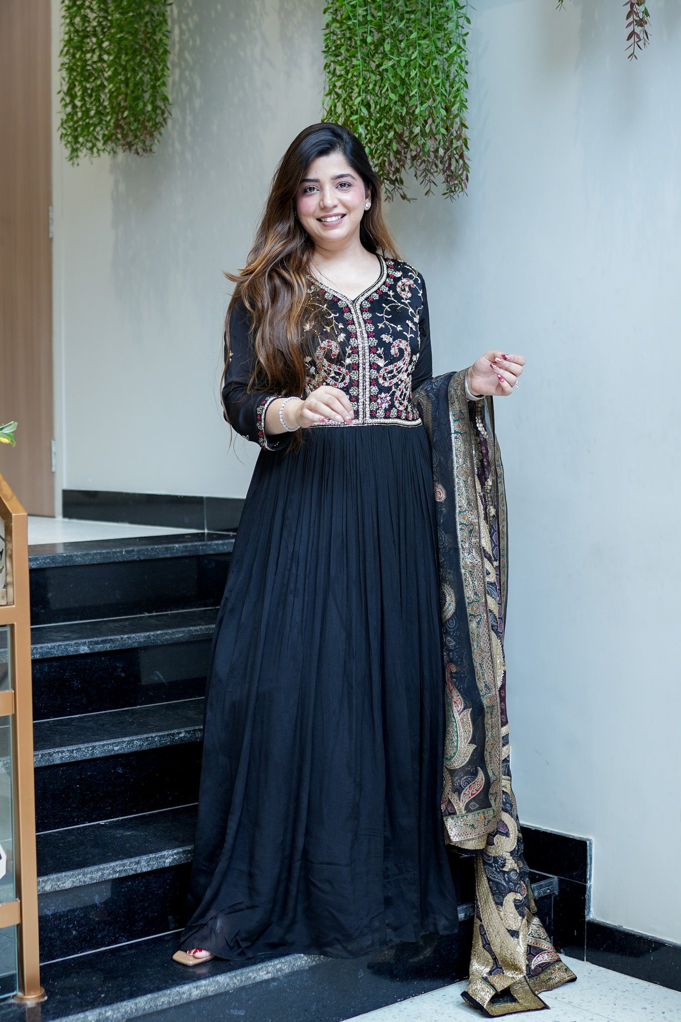 Veda Hand Embroidered Anarkali with Dupatta