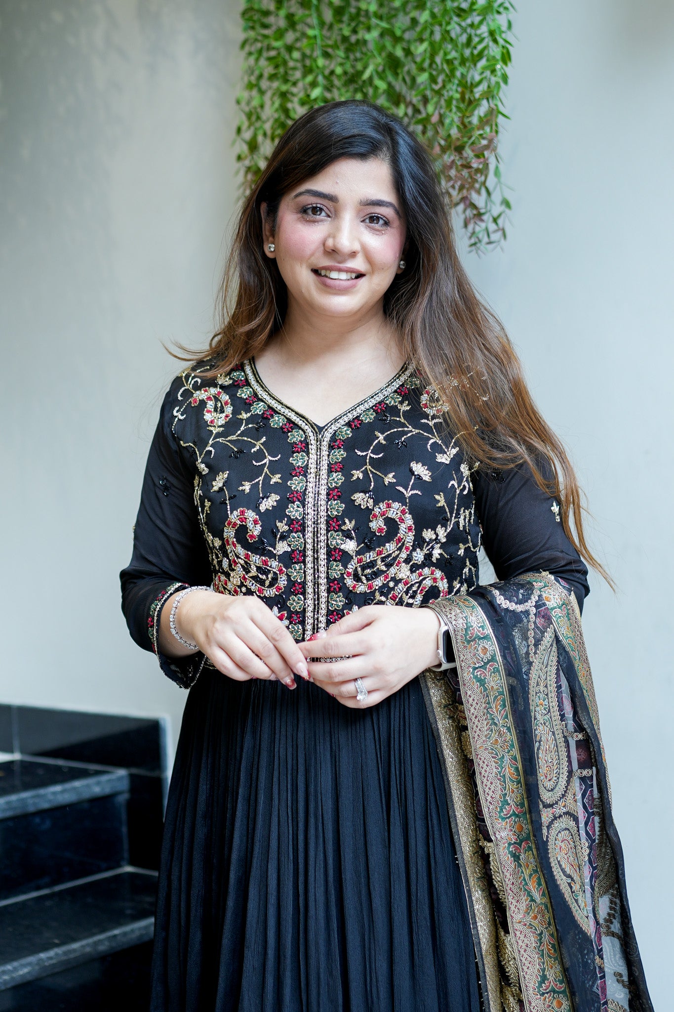 Veda Hand Embroidered Anarkali with Dupatta
