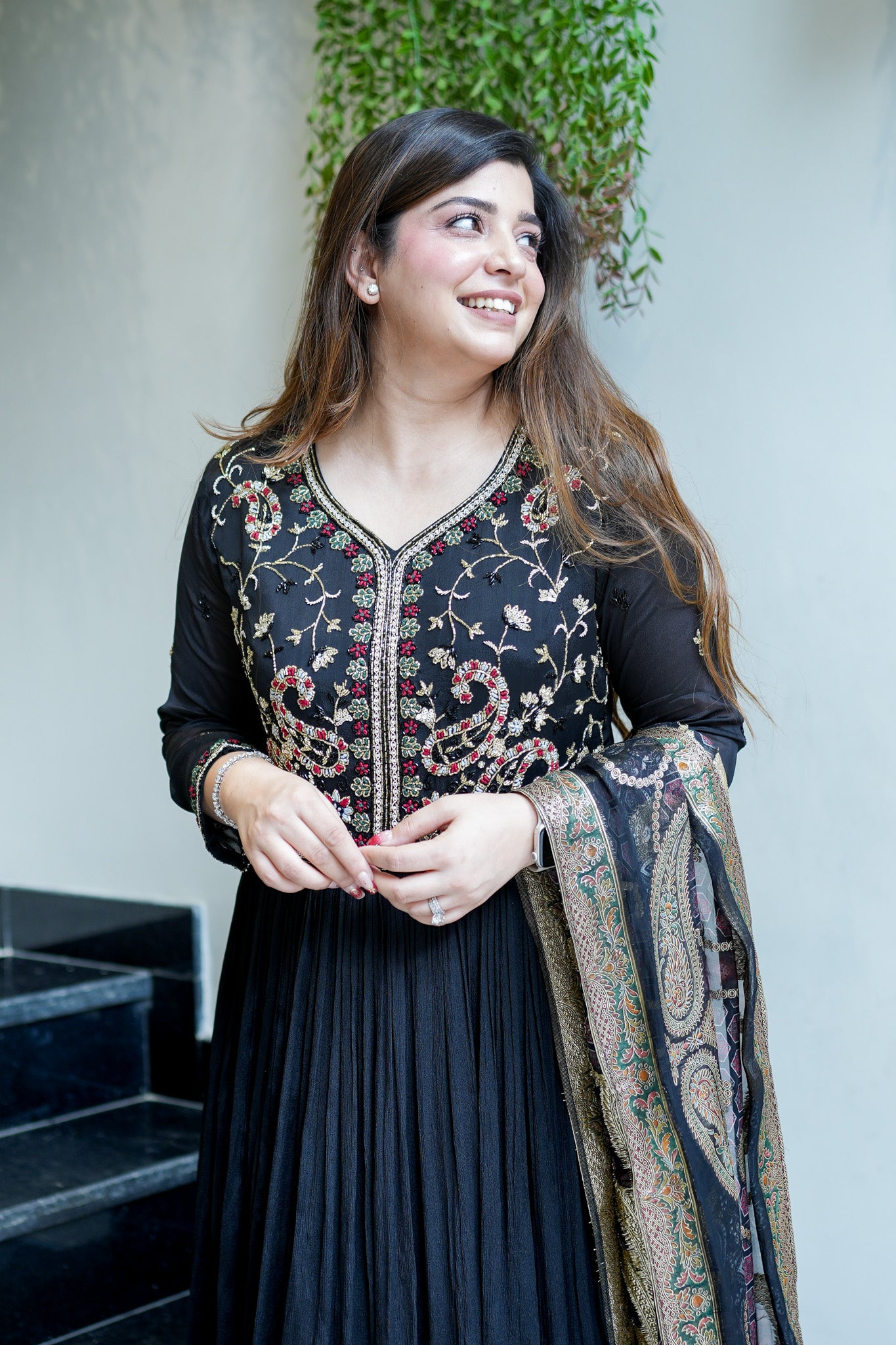 Veda Hand Embroidered Anarkali with Dupatta