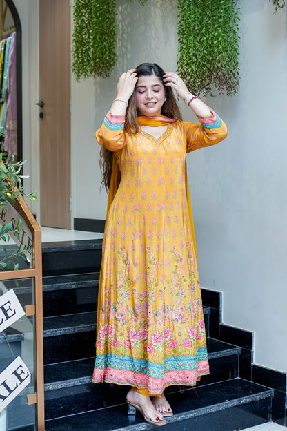 Frizah Digital Print Anarkali Suit Set