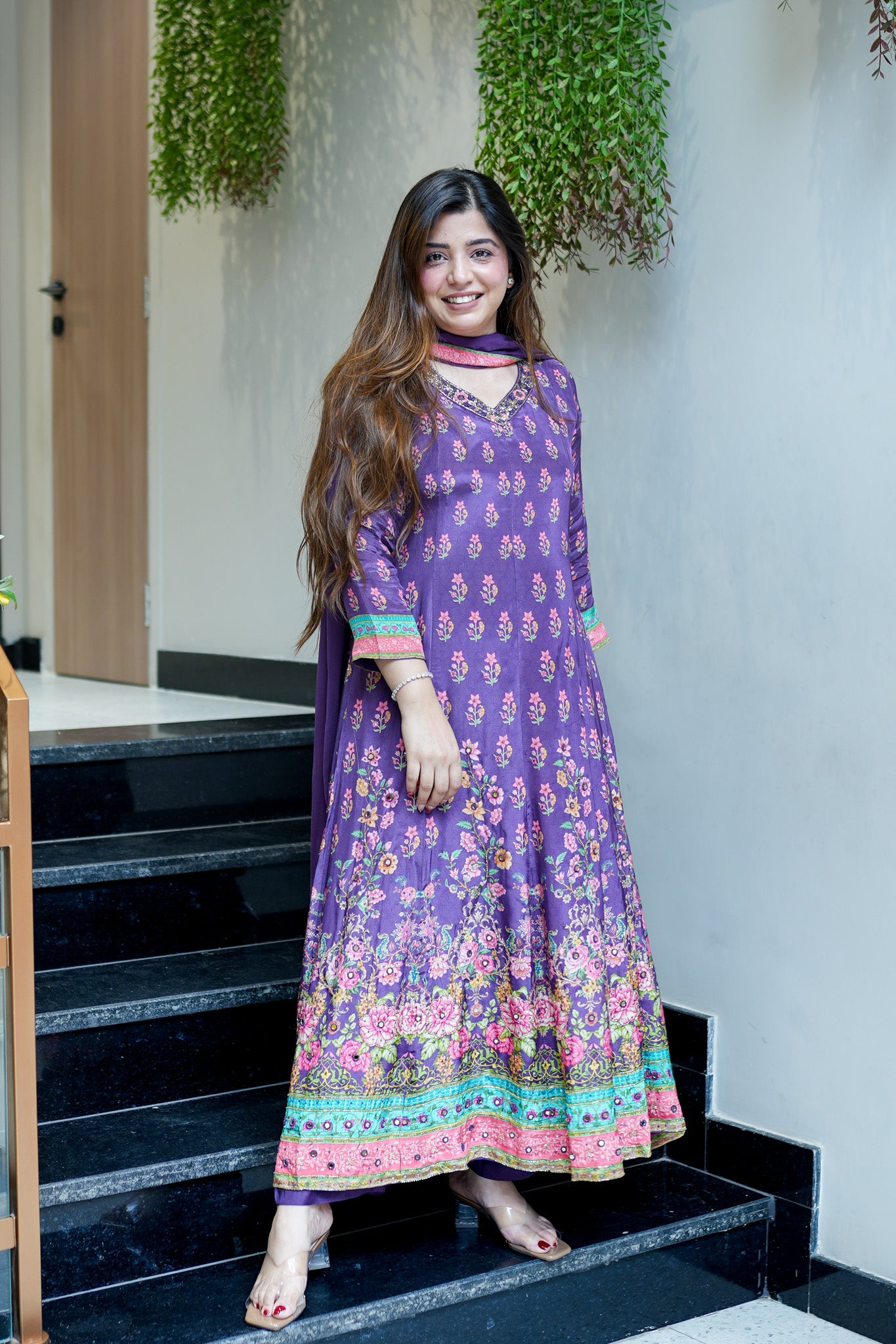 Frizah Digital Print Anarkali Suit Set