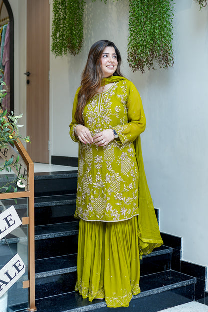 Farisa Hand Embroidered Sharara Set