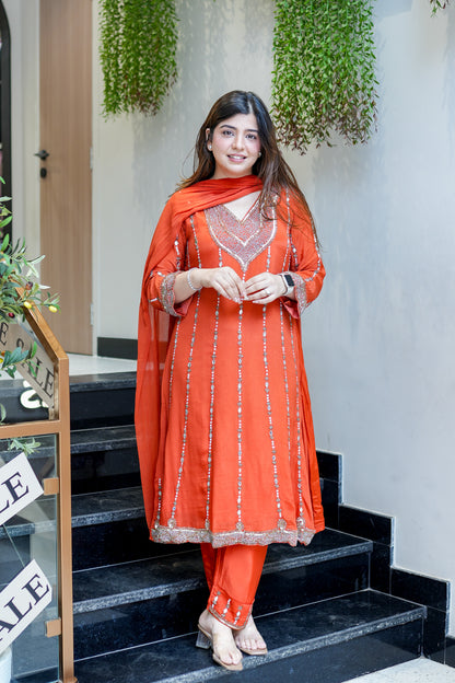 Fanah Hand Embroidered Anarkali Suit Set