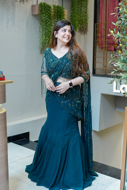 Vinisa Green Drape Saree