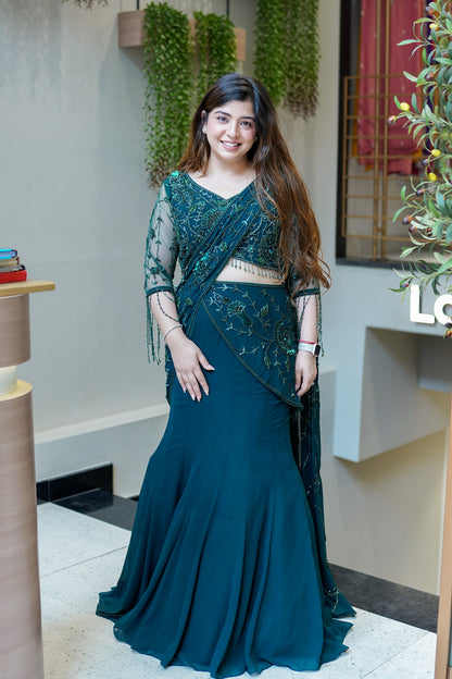 Vinisa Green Drape Saree