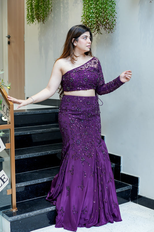 Purna Hand Embroidered Fish Cut Lehenga