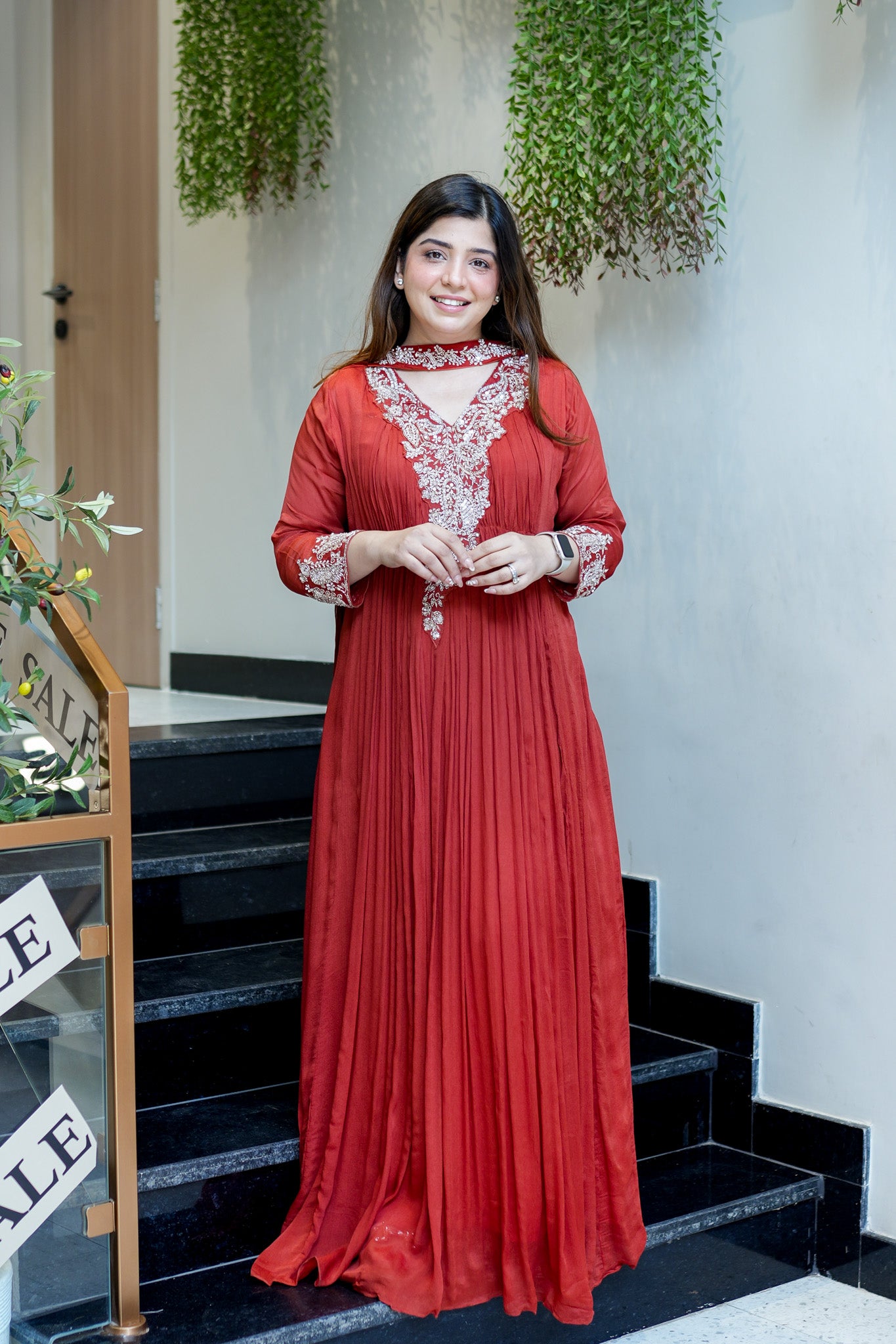 Fanah Embroidered Anarkali with Choker Dupatta
