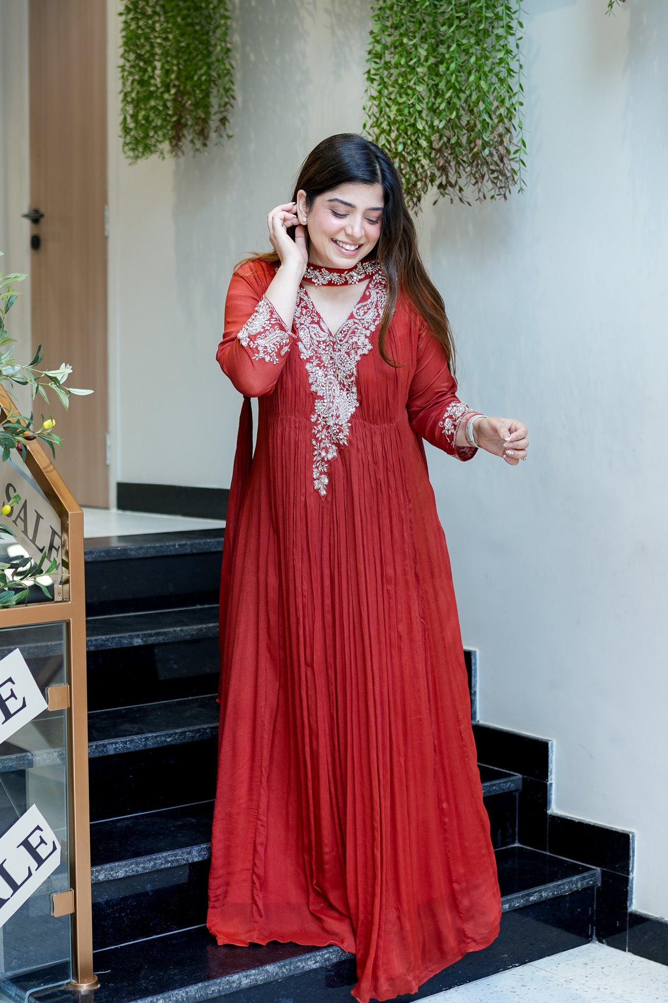 Fanah Embroidered Anarkali with Choker Dupatta