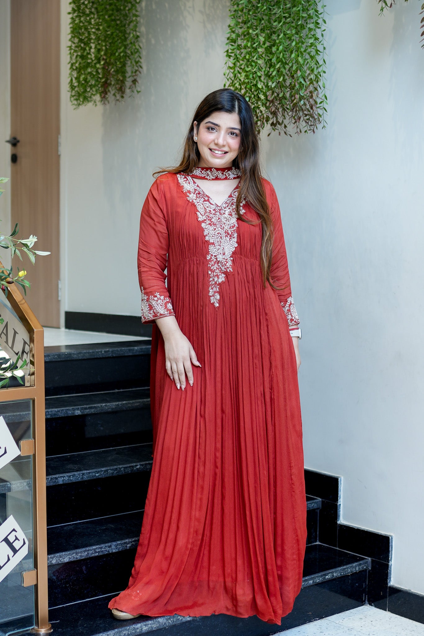 Fanah Embroidered Anarkali with Choker Dupatta