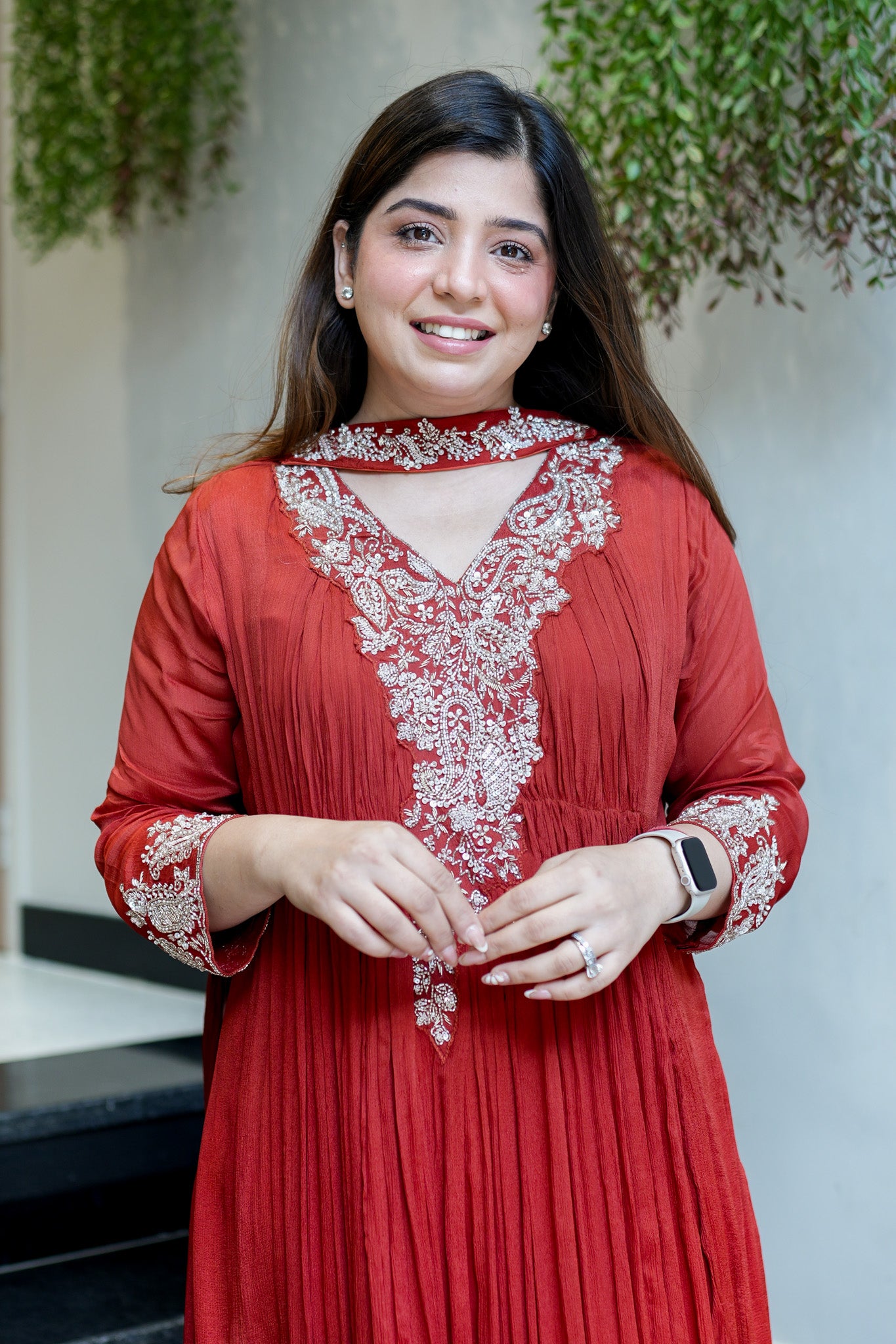 Fanah Embroidered Anarkali with Choker Dupatta