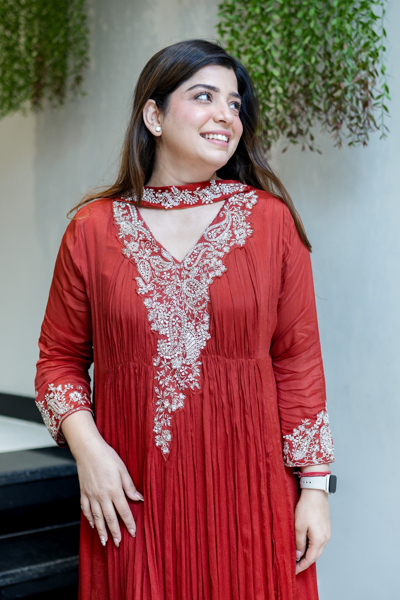 Fanah Embroidered Anarkali with Choker Dupatta