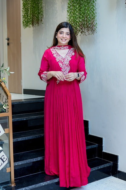 Fanah Embroidered Anarkali with Choker Dupatta
