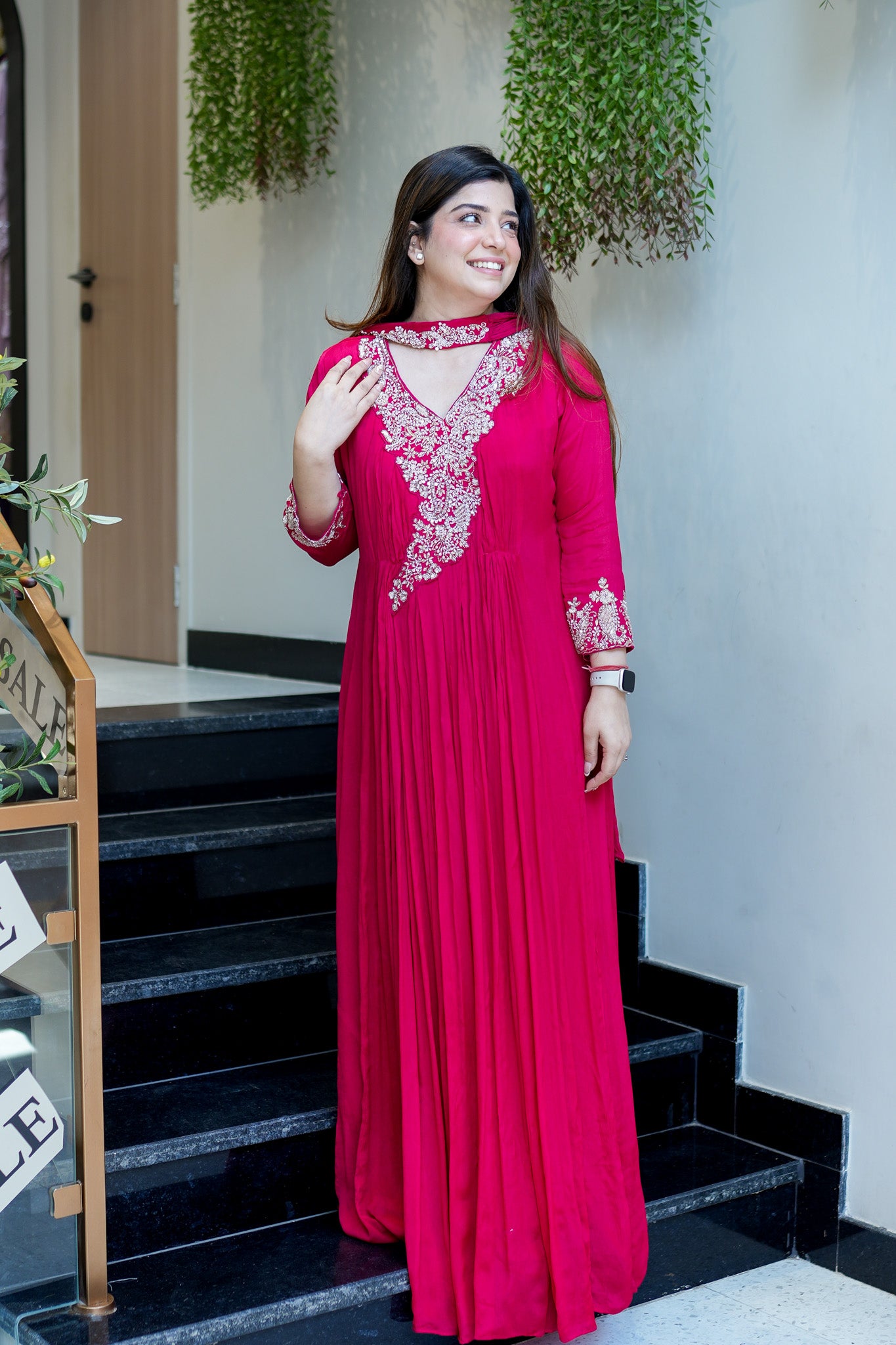 Fanah Embroidered Anarkali with Choker Dupatta
