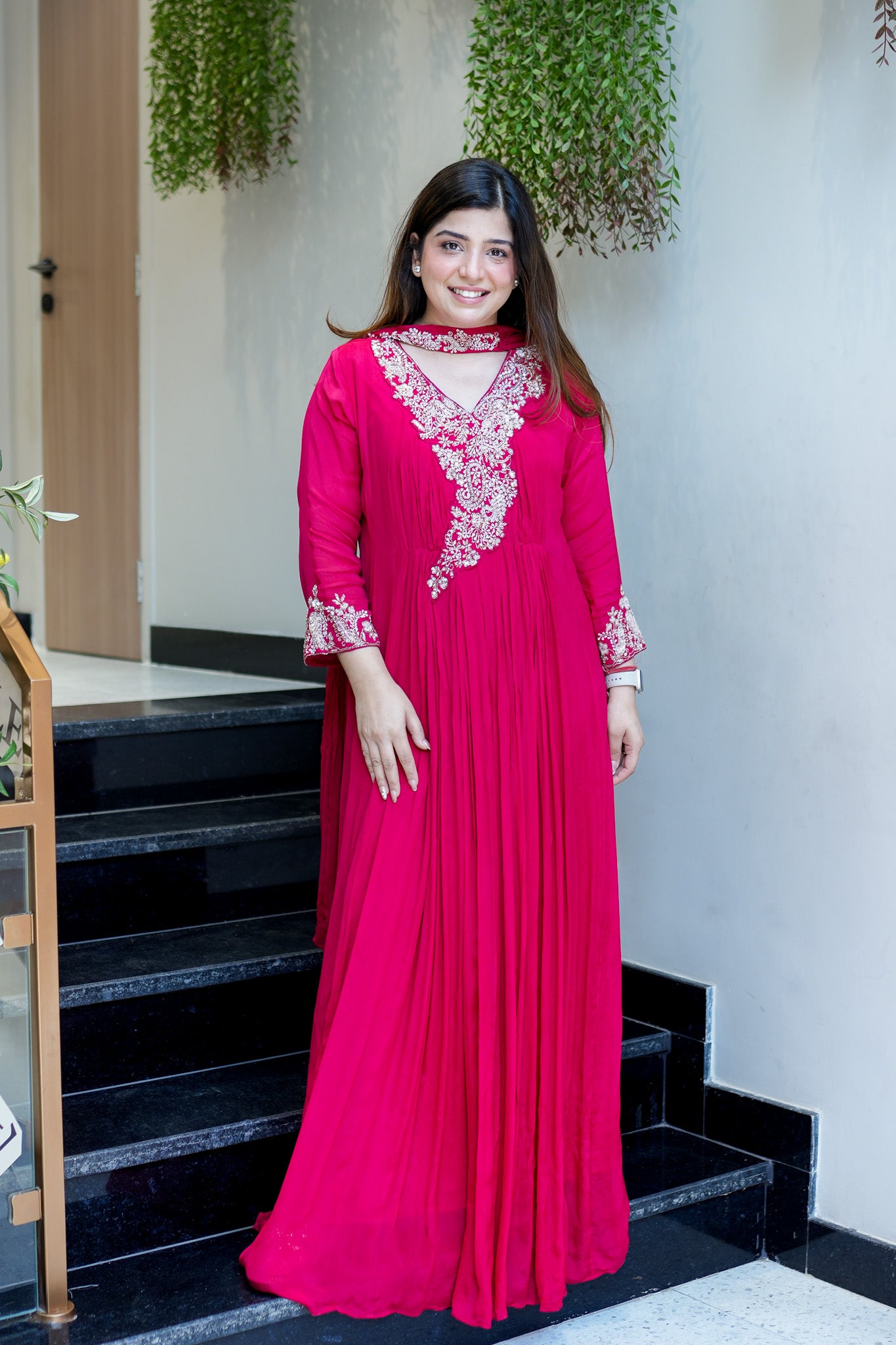Fanah Embroidered Anarkali with Choker Dupatta