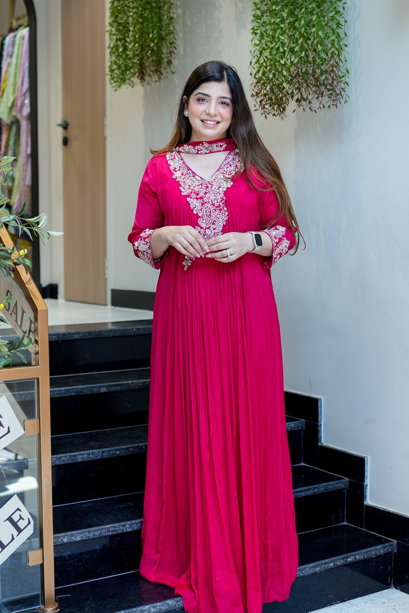 Fanah Embroidered Anarkali with Choker Dupatta