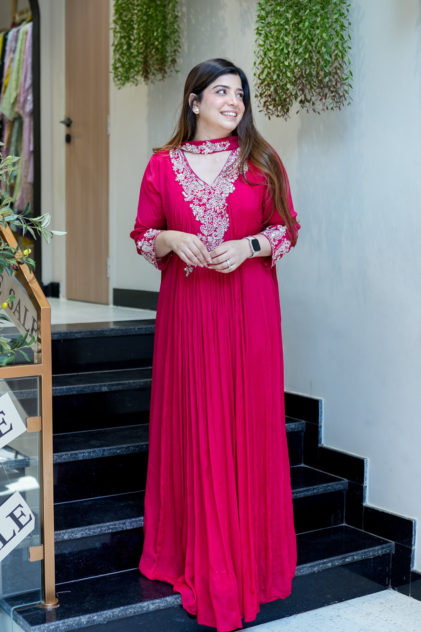 Fanah Embroidered Anarkali with Choker Dupatta