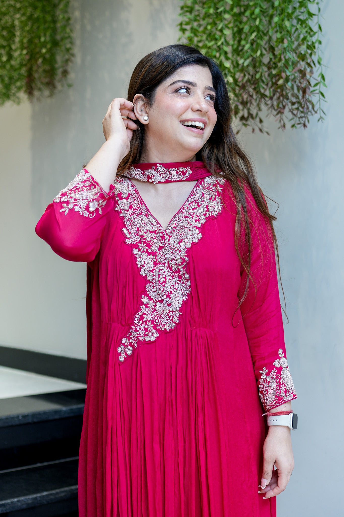 Fanah Embroidered Anarkali with Choker Dupatta