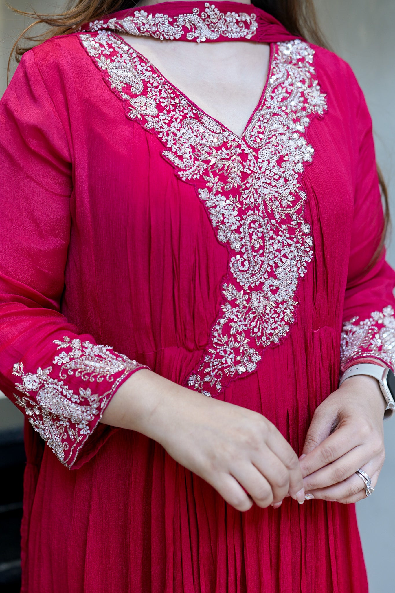 Fanah Embroidered Anarkali with Choker Dupatta