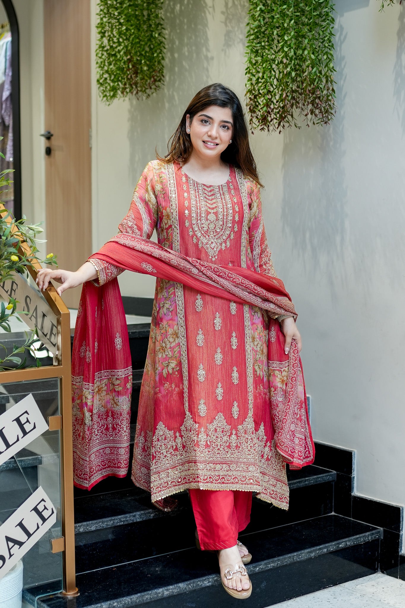 Mrinaa Printed Tissue Suit Set