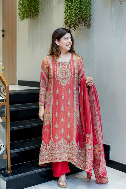 Mrinaa Printed Tissue Suit Set