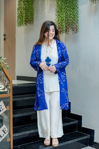 Evaa Printed Three Piece Set with Neck Piece